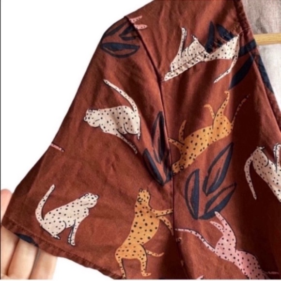 NWT Marine Layer Leonora Cheetah Cat Wrap Dress Rust Large - Picture 6 of 7